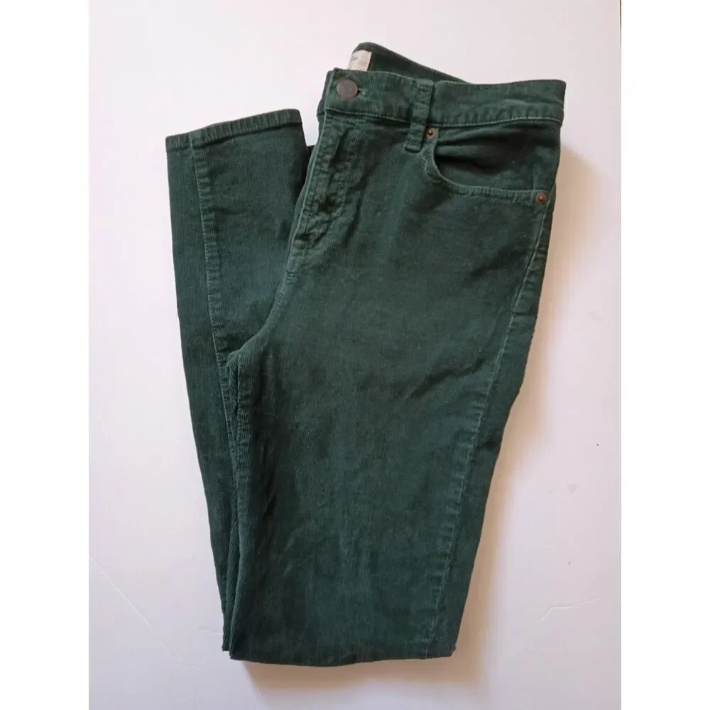 J.Crew Dark Green Corduroy Skinny Pants Preppy Dark Academic Fall Back to School